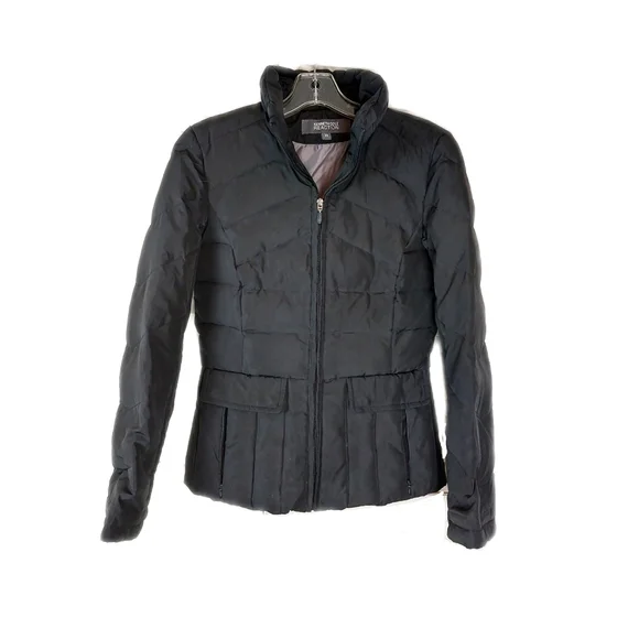 Kenneth Cole Reaction Womens Black Zip Down Puffer Jacket Sz XS - Picture 2 of 8